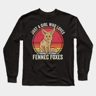 Just A Girl Who Loves Fennec Fox Vintage Retro Long Sleeve T-Shirt